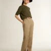 Jersey de manga corta para mujer de algodón en verde militar