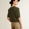 Jersey de manga corta para mujer de algodón en verde militar