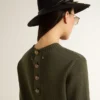 Jersey de manga corta para mujer de algodón en verde militar