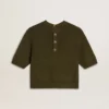 Jersey de manga corta para mujer de algodón en verde militar