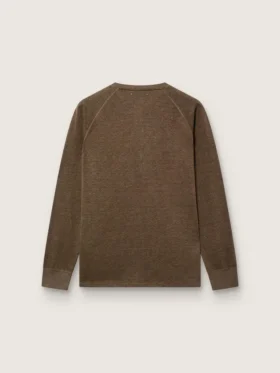 Jersey de manga larga para hombre en jersey de lino marrón carey