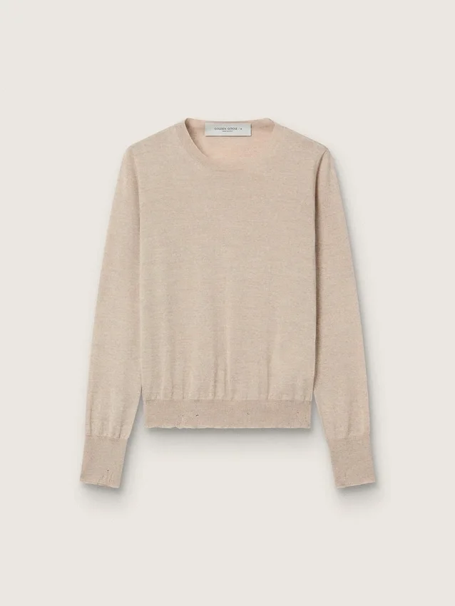 Jersey de mujer de lana merina marrón claro