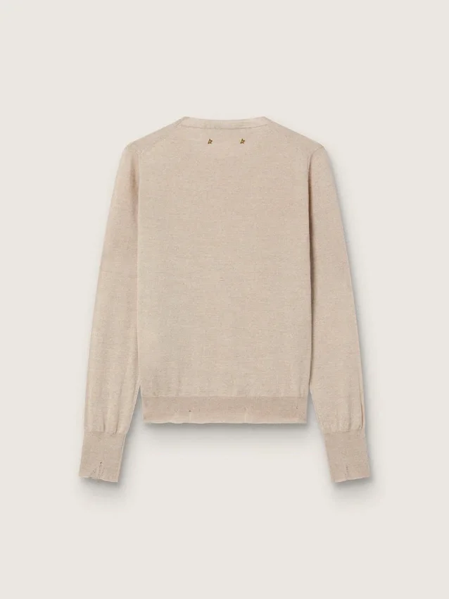 Jersey de mujer de lana merina marrón claro