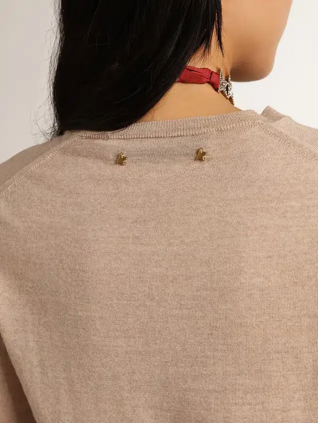 Jersey de mujer de lana merina marrón claro