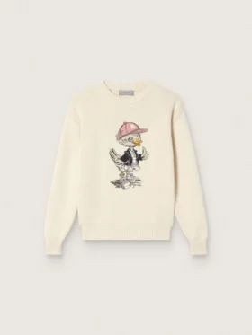 Jersey «Golden» para niñas de hilo de algodón blanco con bordado de mascota