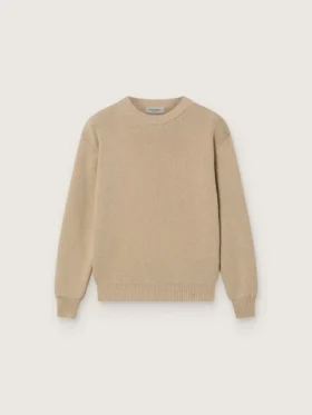 Jersey unisex de punto acanalado en color beige dorado para niños con logotipo en la espalda