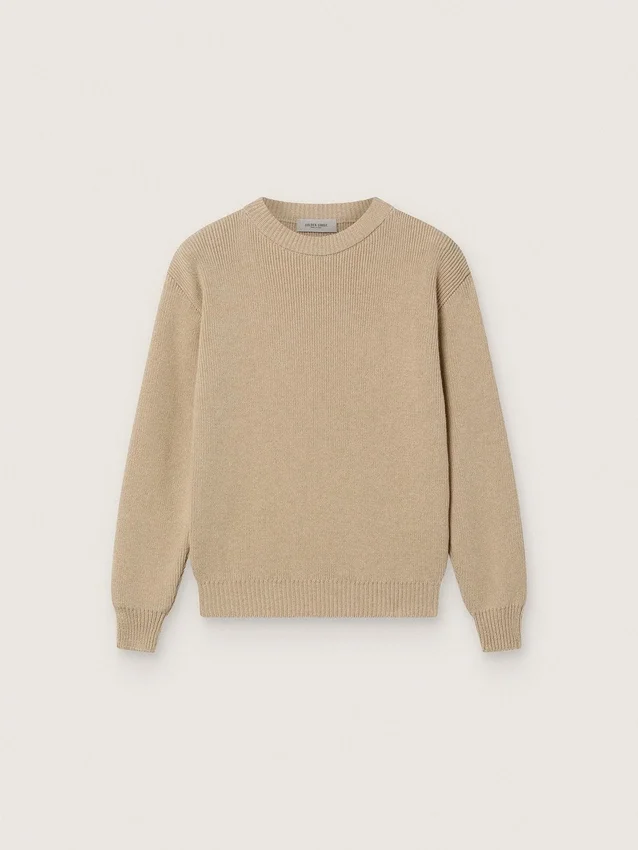 Jersey unisex de punto acanalado en color beige dorado para niños con logotipo en la espalda