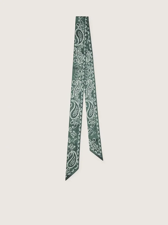 Juego de dos cintas de sarga con estampado de paisley verde