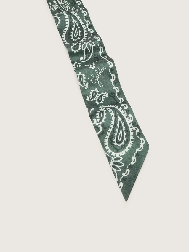 Juego de dos cintas de sarga con estampado de paisley verde