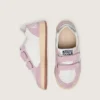 Junior Ball Star en piel blanca con estrella de piel plateada metalizada e inserciones de ante lila