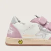 Junior Ball Star en piel blanca con estrella de piel plateada metalizada e inserciones de ante lila