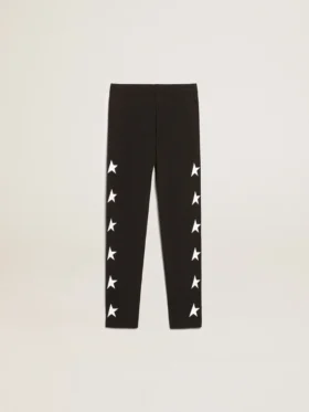 Leggings negros para niñas con estrellas blancas en los laterales