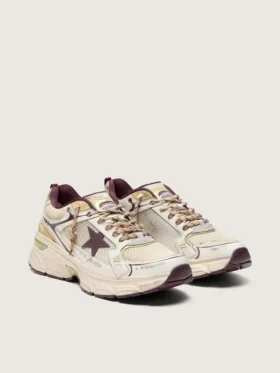 Lightstar CNY para hombre en malla blanca y piel con estrella de TPU en rojo vino