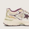 Lightstar CNY para hombre en malla blanca y piel con estrella de TPU en rojo vino