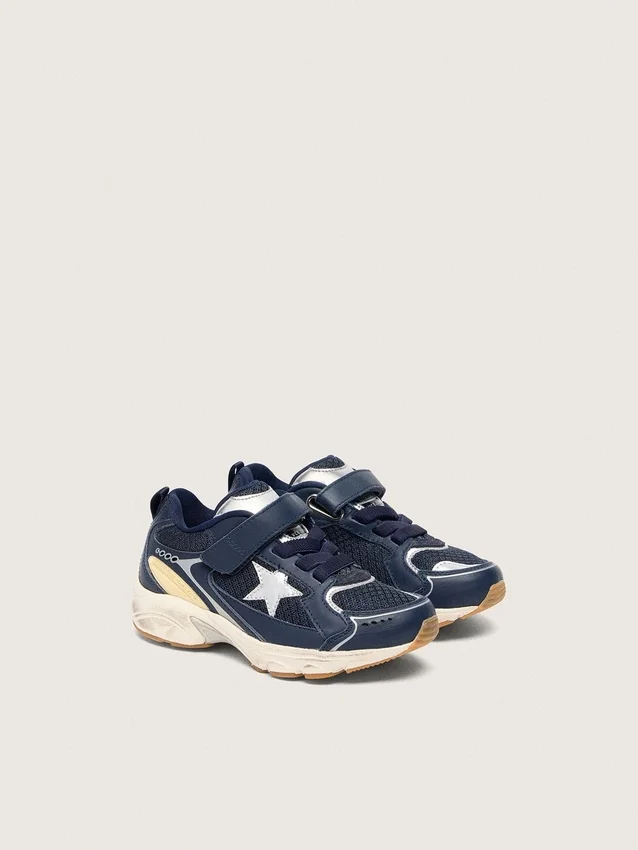 Lightstar Junior en piel azul y malla con estrella de piel gris