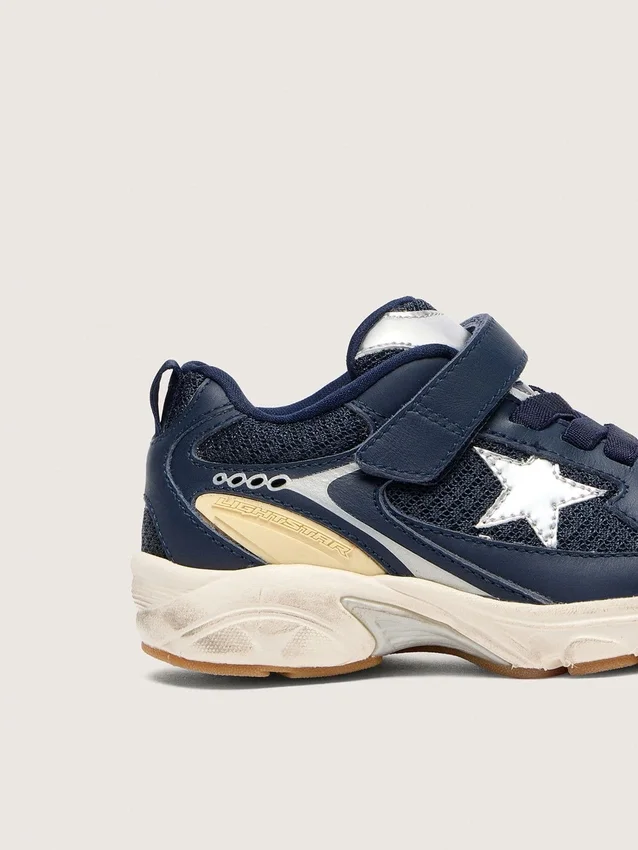 Lightstar Junior en piel azul y malla con estrella de piel gris