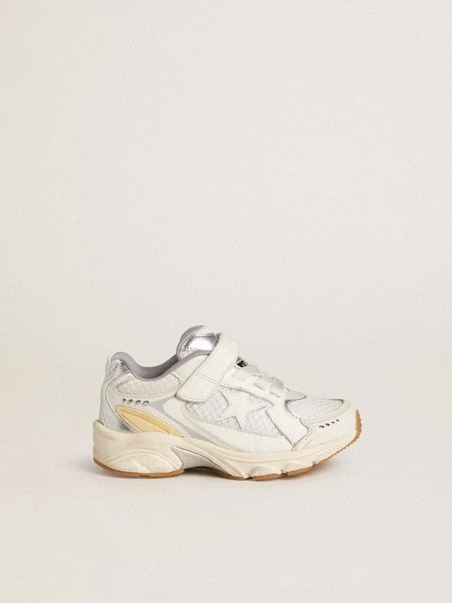 Lightstar Junior en piel blanca y malla con estrella de piel blanca