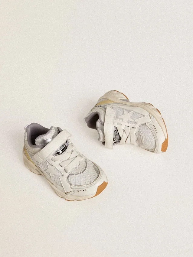Lightstar Junior en piel blanca y malla con estrella de piel blanca