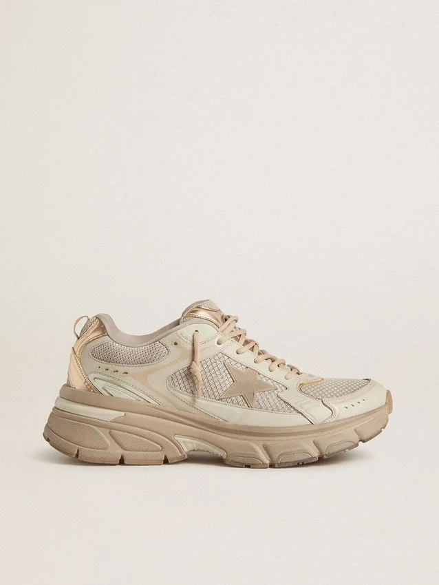 Lightstar para hombre en piel gris paloma y malla con estrella de TPU beige