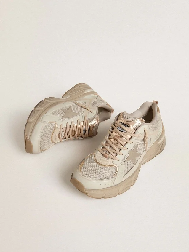 Lightstar para hombre en piel gris paloma y malla con estrella de TPU beige