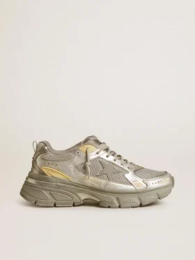 Lightstar para hombre en piel metalizada y malla plateada con estrella gris