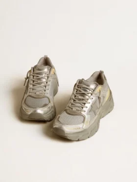 Lightstar para hombre en piel metalizada y malla plateada con estrella gris