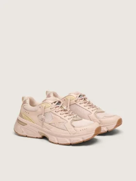 Lightstar para mujer con parte superior de piel rosa y malla y estrella rosa