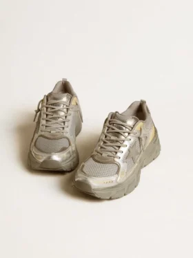 Lightstar para mujer en piel metalizada y malla plateada con estrella gris