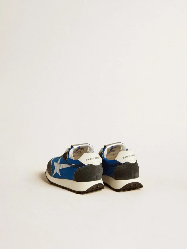 Marathon Junior en nailon azul con estrella estampada y lengüeta de cuero en el talón