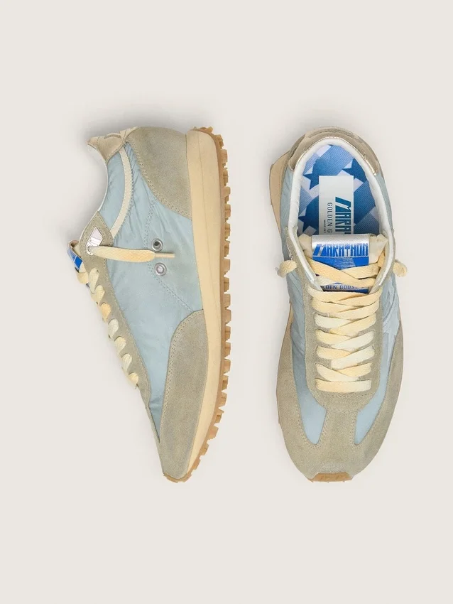Marathon para hombre con parte superior de nailon azul claro y estrella azul pastel