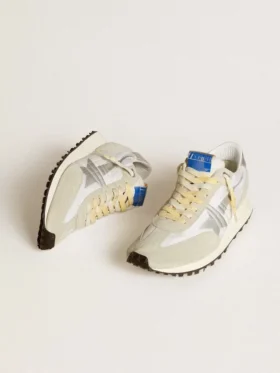 Marathon para hombre con parte superior de nailon blanco y estrella plateada