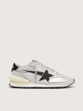 Zapatillas Marathon para hombre con parte superior de nailon ripstop plateado y estrella negra