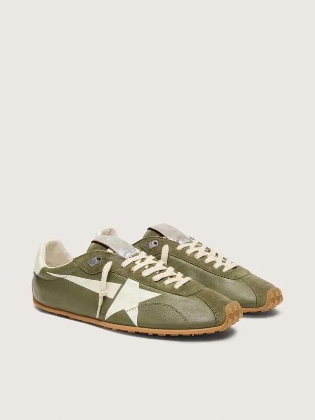 Marathon Speed para hombre en piel verde oliva con estrella color crema