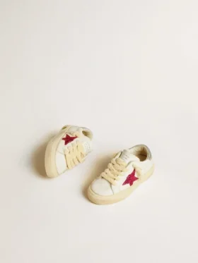 May Junior con estrella fucsia brillante y lengüeta del talón de piel metalizada