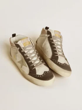 Mid Star con estrella de piel gris y detalle de piel plateada metalizada