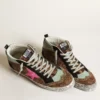 Mid Star en piel de potro con estampado de leopardo y estrella de piel fucsia