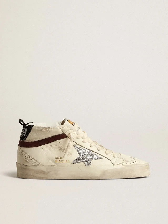 Mid Star LTD en piel napa blanca con estrella plateada brillante