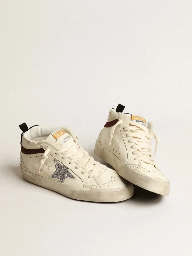 Mid Star LTD en piel napa blanca con estrella plateada brillante