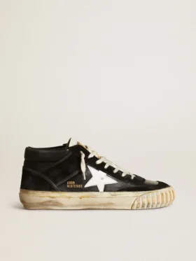 Mid Star para hombre en napa y ante negros con estrella de piel blanca