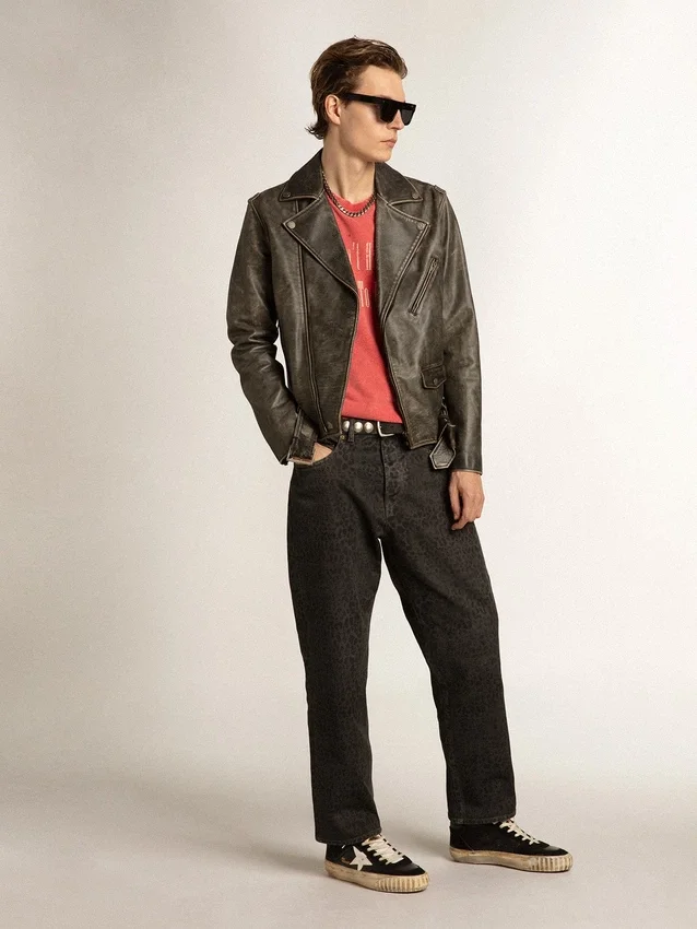 Mid Star para hombre en napa y ante negros con estrella de piel blanca