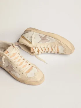 Mid Star para mujer con estrella en ante gris claro y detalles dorados