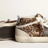 Mid Star para mujer en piel de potro con estampado de leopardo y estrella negra