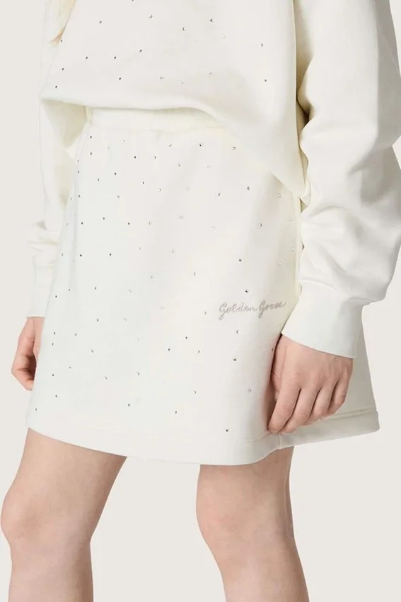 Minifalda para niñas «Journey» de felpa de algodón blanca con cristales y bordados
