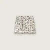 Minifalda para niñas «Journey» de lona de algodón blanca con estampado floral verde