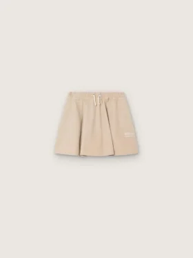 Minifalda para niñas «Journey» en gabardina de algodón beige con estampado