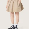 Minifalda para niñas «Journey» en gabardina de algodón beige con estampado