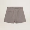 Minishorts grises de mujer de lana con estampado de pata de gallo