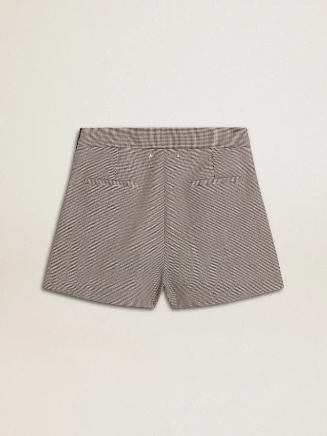Minishorts grises de mujer de lana con estampado de pata de gallo
