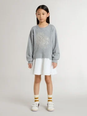 Minivestido gris y blanco para niñas