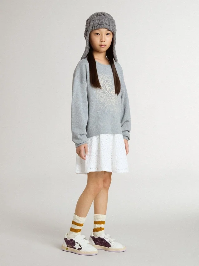 Minivestido gris y blanco para niñas